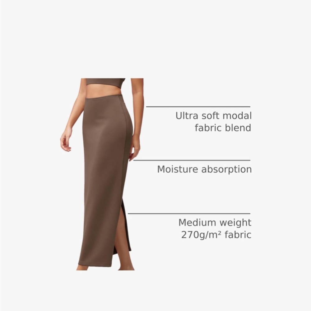 NWT Soft Maxi Skirt for Women, Back Slit High Waist Casual Long Pencil Skirts - Picture 3 of 8